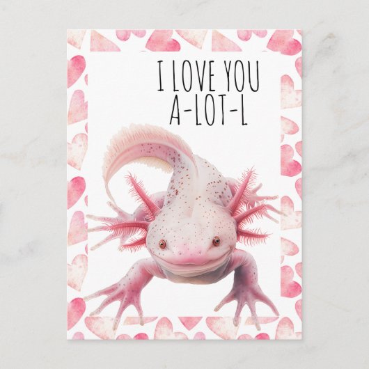Carte Postale Je T'Aime Axolotl (Devant)