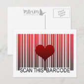 CARTE POSTALE JE T'AIME BARCODE (Devant / Derrière)