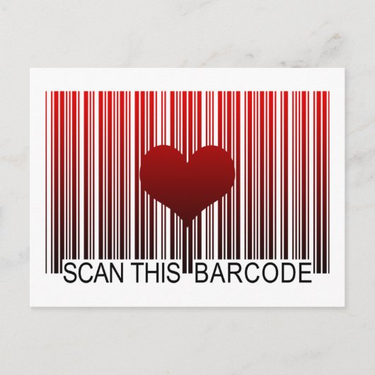CARTE POSTALE JE T'AIME BARCODE (Devant)