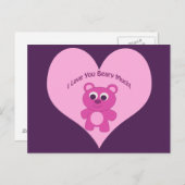 Carte Postale Je T'Aime Beaucoup De Méfiance ! Ours rose (Devant / Derrière)