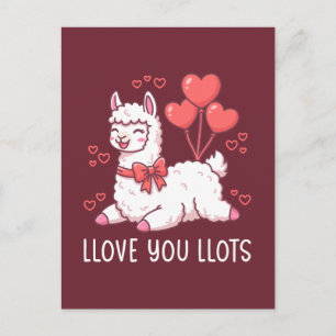 Carte Postale Je t'aime beaucoup - Lama mignon pour la Saint-Val