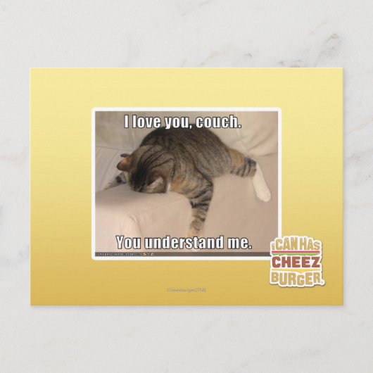 Carte Postale Je t'aime, canapé. (Devant)