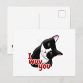 Carte Postale Je t'aime Chat (Devant / Derrière)