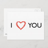 Carte Postale Je t'aime coeur (Devant / Derrière)