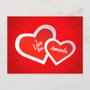 Carte Postale "Je t'aime" coeurs mignons de Valentine.