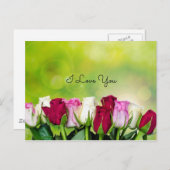 Carte Postale Je T'Aime, Conception Rose De Jardin (Devant / Derrière)