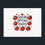 Carte Postale Je t'aime de la tête aux tomates - Jeu de mots drô<br><div class="desc">Envoyez une tranche de humour délicieuse avec notre carte "Je t'aime de la tête aux tomates" ! Cette carte charmante présente des tomates animées adorables et des cœurs ludiques, parfaite pour exprimer l'amour avec un jeu de mots. Que ce soit pour la Saint-Valentin, un anniversaire ou juste comme ça, cette...</div>