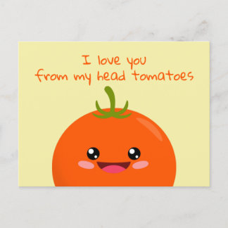 Carte Postale Je T'Aime De Ma Tête Tomates Funny Pun Postcar
