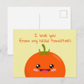Carte Postale Je T'Aime De Ma Tête Tomates Funny Pun Postcar (Devant / Derrière)