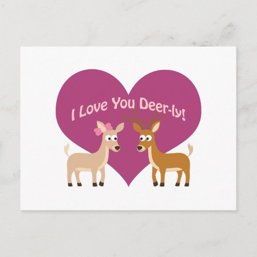 Carte Postale Je T'Aime Deer-ly ! (Devant)