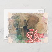Carte Postale Je t'aime Eléphants (Devant / Derrière)