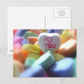 Carte Postale Je t'aime, en bonbon de coeur (Devant / Derrière)