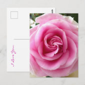 Carte Postale Je T'Aime Fleur Rose (Devant / Derrière)