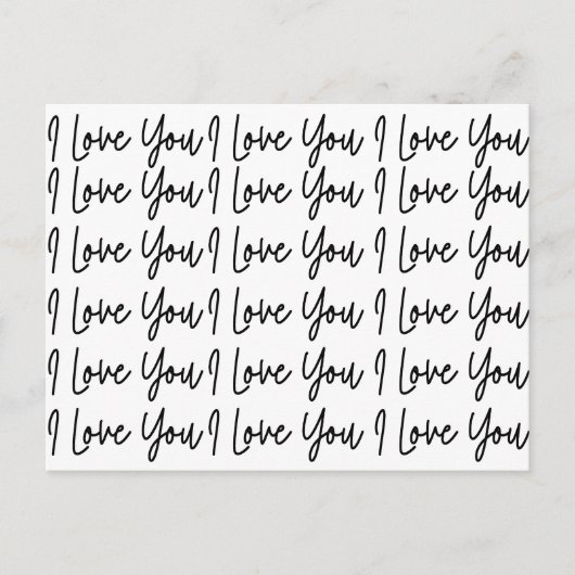 Carte Postale Je t'aime Jour des Valentines Noirs et Blancs (Devant)