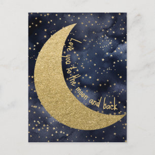 Carte Postale Je t'aime jusqu'à la lune et retour