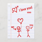 Carte Postale je t'aime les croquis en papier carnet (Devant)