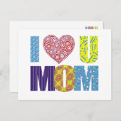 Carte Postale Je t'aime maman (Devant / Derrière)