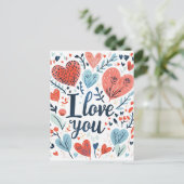 Carte Postale Je t'aime message coloré (Debout devant)