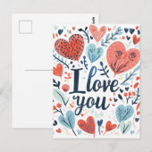 Carte Postale Je t'aime message coloré (Devant / Derrière)