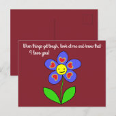 Carte Postale Je t'aime mignon imprimé de fleurs souriantes (Devant / Derrière)