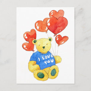 Carte Postale Je t'aime ours - ballon 2011
