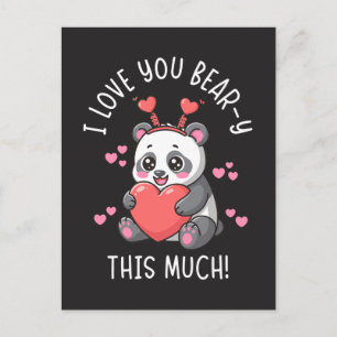 Carte Postale Je t'aime Ourson autant que ça - Panda mignon pour