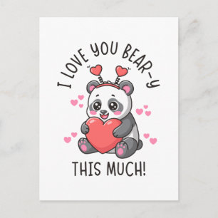 Carte Postale Je t'aime Ourson autant que ça - Panda mignon pour