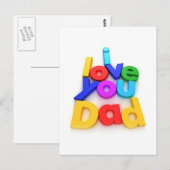 Carte Postale Je t'aime papa (Devant / Derrière)