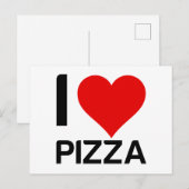 CARTE POSTALE JE T'AIME PIZZA COEUR (Devant / Derrière)