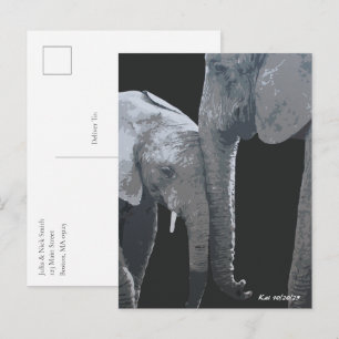 Carte Postale Je t'aime plus, éléphant Original Art