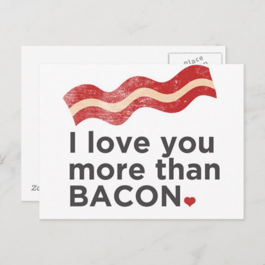 Carte Postale Je T'Aime Plus Que Bacon (Devant / Derrière)