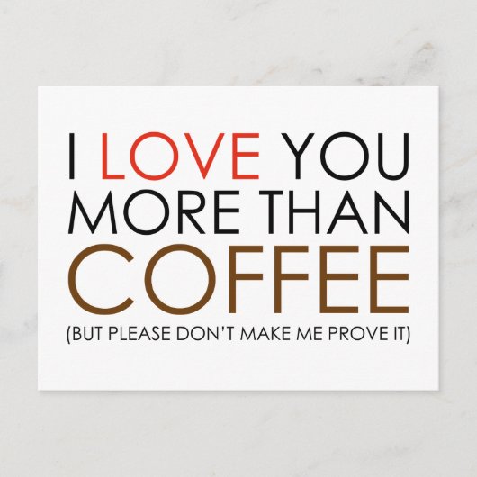 Carte Postale Je t'aime plus que du café (Devant)