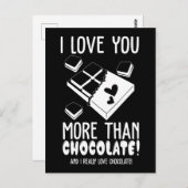 Carte Postale Je t'aime plus que le chocolat en blanc (Devant / Derrière)