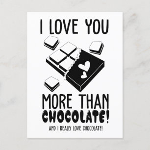 Carte Postale Je t'aime plus que le chocolat noir et blanc