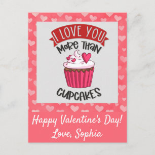 Carte Postale Je t'aime plus que les cupcakes