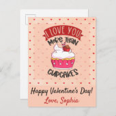 Carte Postale Je t'aime plus que les cupcakes (Devant / Derrière)