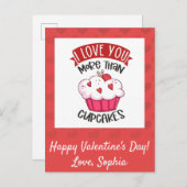 Carte Postale Je t'aime plus que les cupcakes (Devant / Derrière)