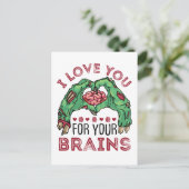Carte Postale Je t'aime pour tes cerveaux Zombie Saint Valentin (Debout devant)