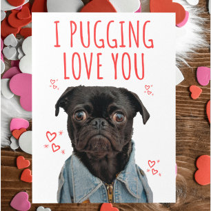 Carte Postale Je t'aime Pug Amoureux des Chiens Mignon Funny Sai