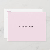 Carte Postale Je T'Aime Rose (Devant / Derrière)