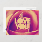 Carte Postale Je T'Aime Rose Rose (Devant / Derrière)