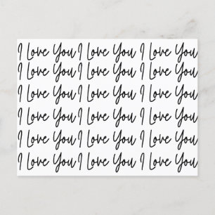 Carte Postale Je t'aime Saint-Valentin noir et blanc