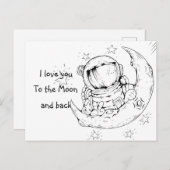 Carte Postale Je t'aime sur la Lune / Astronaut / Amour (Devant / Derrière)