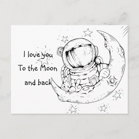 Carte Postale Je t'aime sur la Lune / Astronaut / Amour (Devant)