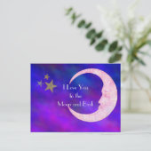 Carte Postale Je t'aime sur la Lune et le dos, Lune rose (Debout devant)