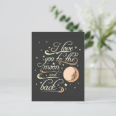 Carte Postale Je T'Aime Sur La Lune Et Sur Le Dos Noir (Debout devant)