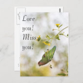 Carte Postale Je t'aime, tu manques lovebird (Devant / Derrière)