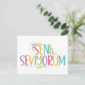 Carte Postale Je t'aime Turc Seni Seviyorum arc-en-ciel (Debout devant)