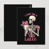Carte Postale Je t'aime un squelette de la Saint-Valentin (Devant / Derrière)