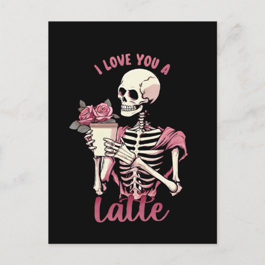 Carte Postale Je t'aime un squelette de la Saint-Valentin (Devant)
